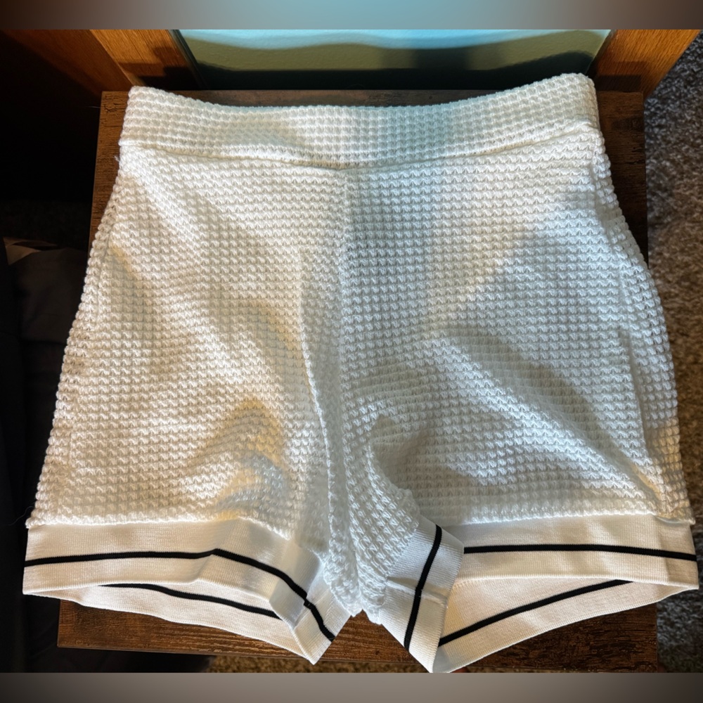 NWT White Textured Shorts with Black Stripes